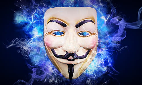 Guy Fawk Mask on black and blue background thumbnail