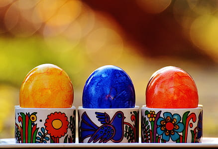 three assorted-color decorative eggs thumbnail
