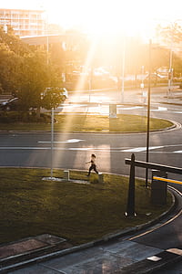 bird's eye view of jogging woman thumbnail