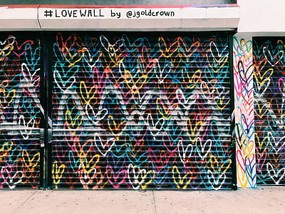 assorted-color heart graffiti wall arts thumbnail