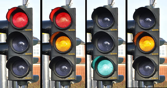 four turned-on traffic lights thumbnail