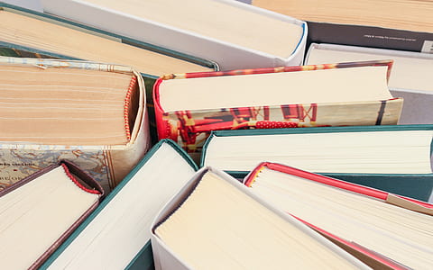 closeup photo of hardbound book lot thumbnail