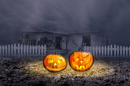 two pumpkin halloween decor thumbnail