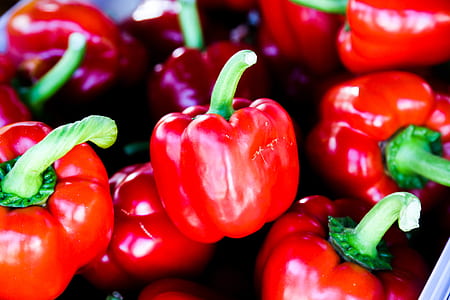 red bell peppers in close up shot thumbnail