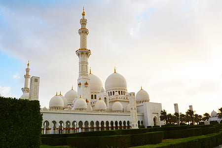 white concrete mosque beside trees thumbnail
