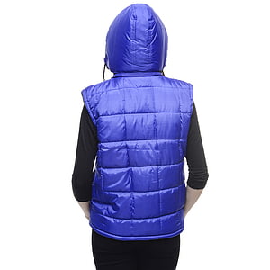 person wearing blue bubble hooded vest thumbnail