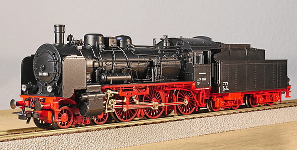 black and red steam locomotive miniature thumbnail