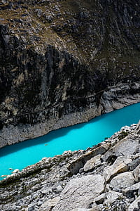 aerial shot photo of valley with body of water thumbnail