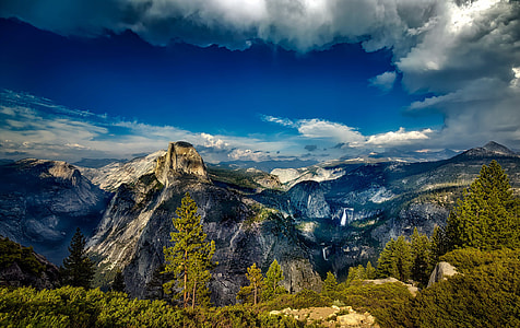 Mountain Landscape under blue sky at Yosemite National Park, California thumbnail