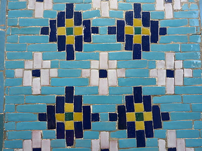 blue, white, and light-blue tile wall art thumbnail