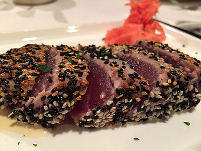 Tuna Fish sushi on a plate thumbnail