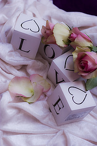 four purple Love with flower table decoration thumbnail
