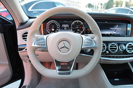 white Mercedes-Benz multifunction steering wheel thumbnail