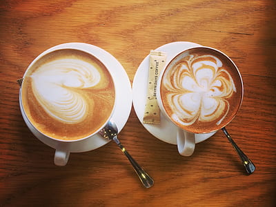 flat lay photography of two lattes thumbnail
