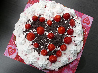 baked strawberry cake on pink mat thumbnail