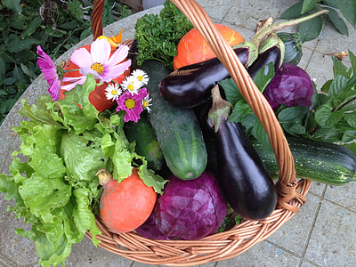 assorted vegetables in woven brown basket thumbnail