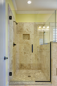 closeup photo of clear glass shower stall thumbnail