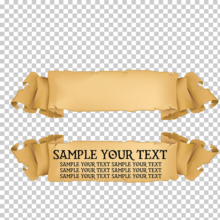Paper Scroll Banner Adobe Illustrator, Retro kraft paper title box, brown background with text overlay PNG clipart