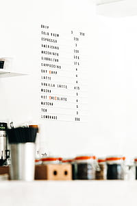 food menu on white painted wall thumbnail