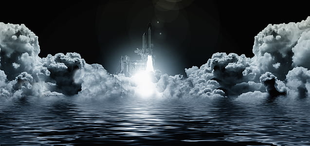 space rocket launching up the sky thumbnail
