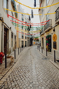 Streets decorated for the Saint Anthony Feast in Lisbon, Portugal thumbnail