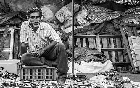 Pencil Sketch of Man Sitting on Bin thumbnail