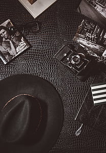 fedora hat and camera flat lay photography thumbnail