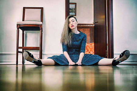 woman in blue dress thumbnail