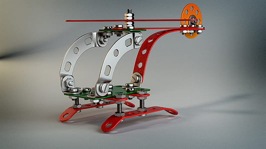 selective focus photo of red and gray helicopter toy thumbnail