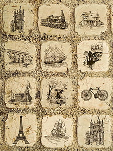 vintage stencil landmark drawing collage thumbnail