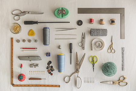 Sewing Tools Flatlay Knolling Photo thumbnail