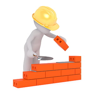 handyman holding orange block wearing yellow hard hat illustration thumbnail
