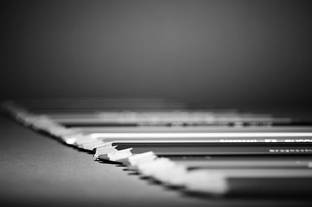 Grayscale Photo of Lined Pencils thumbnail