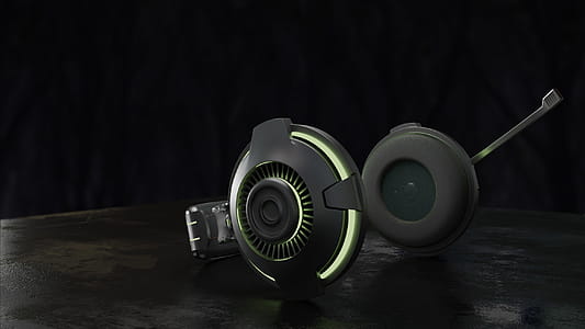 Gaming headset in green and black. thumbnail