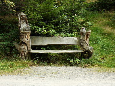 brown wooden bench thumbnail
