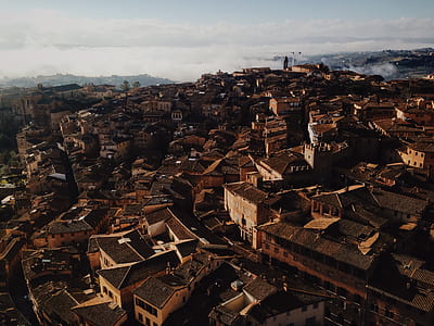 aerial photograph of medieval-style town thumbnail
