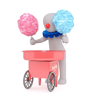clown holding cotton candies illustration thumbnail