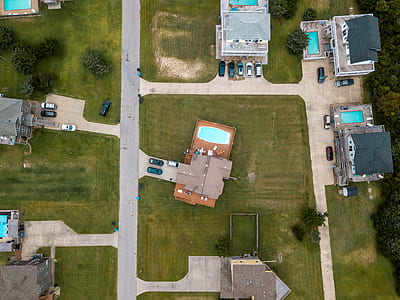 aerial photo of houses and cars thumbnail