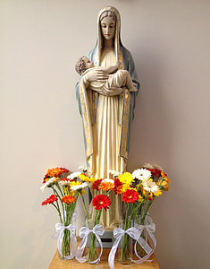 Mother Mary statuette on table thumbnail
