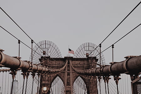 Brooklyn Bridge, New York under cloudy sky at daytime thumbnail