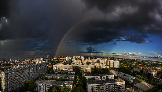 bird's eye view of clouds with rainbow thumbnail