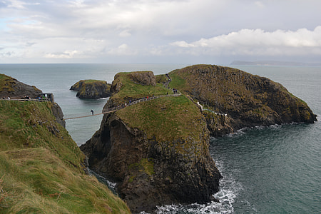 bird's-eye view photography of brown and green monolith with bridge thumbnail