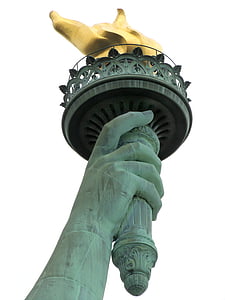 Statue of Liberty torch under white clouds at daytime thumbnail