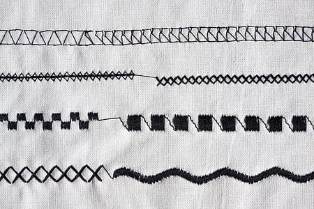 sewing machine, embroidery, black, white, sew, hand labor thumbnail
