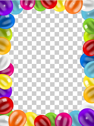 Balloon Birthday , Balloons Border Frame , multicolored frame illustration PNG clipart