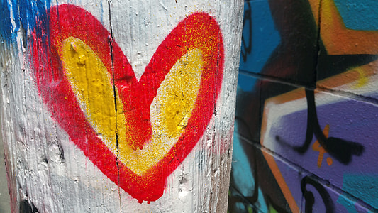 red heart graffiti on wall thumbnail