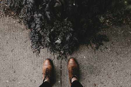 man wearing brown leather shoes thumbnail