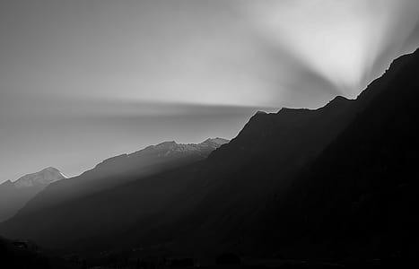 grayscale photography of mountain thumbnail
