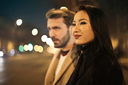 Young Adult couple waiting at the road during night out thumbnail