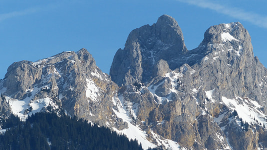 brown and grey rock mountain with snow thumbnail